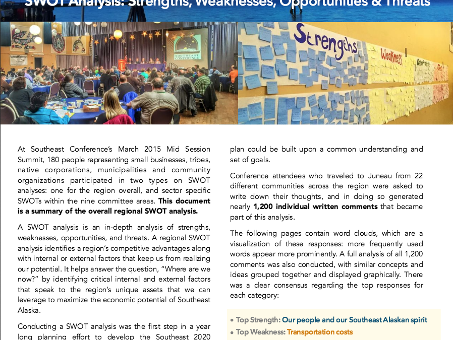Analysis of Southeast Alaska’s Strengths, Weaknesses, Opportunities & Threats