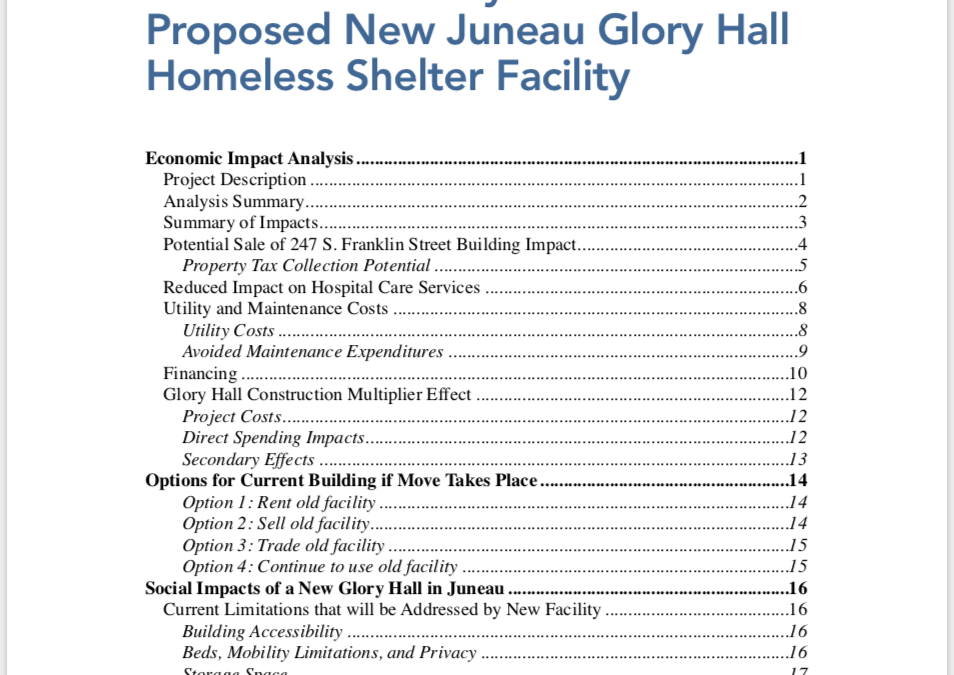 Cost Benefit Analysis of the Proposed New Juneau Glory Hall Homeless Shelter Facility