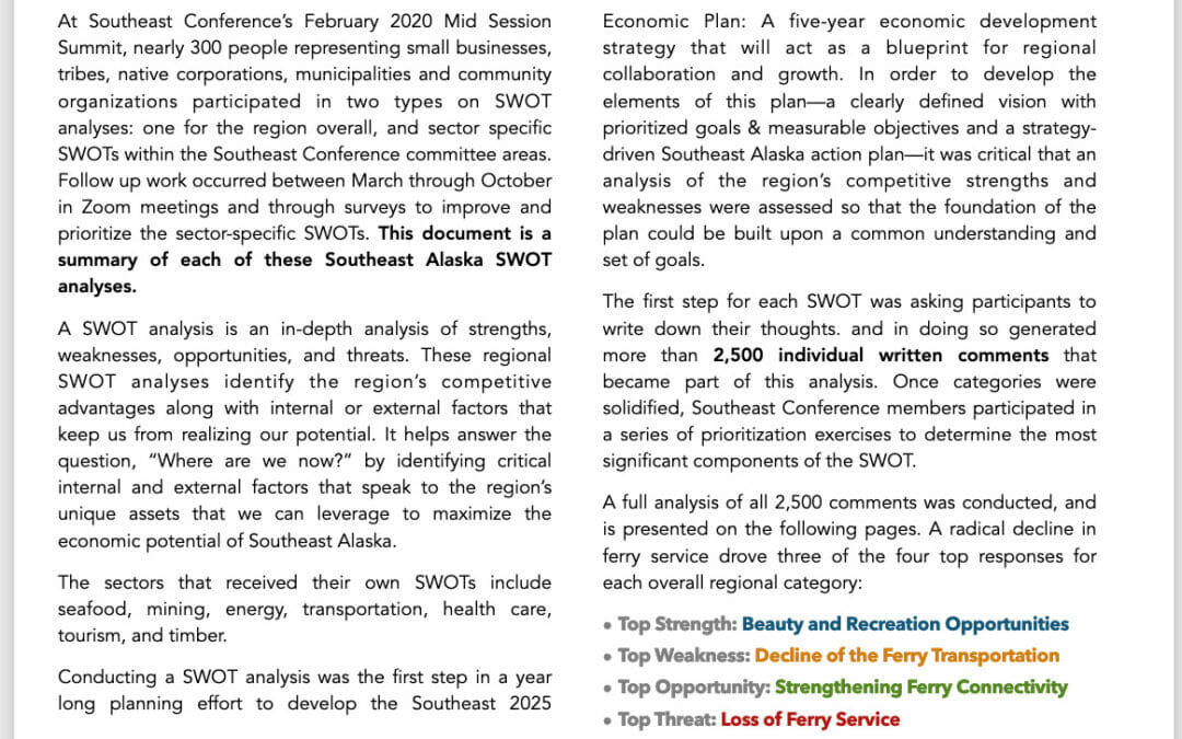 Southeast Alaska SWOT Analysis 2020